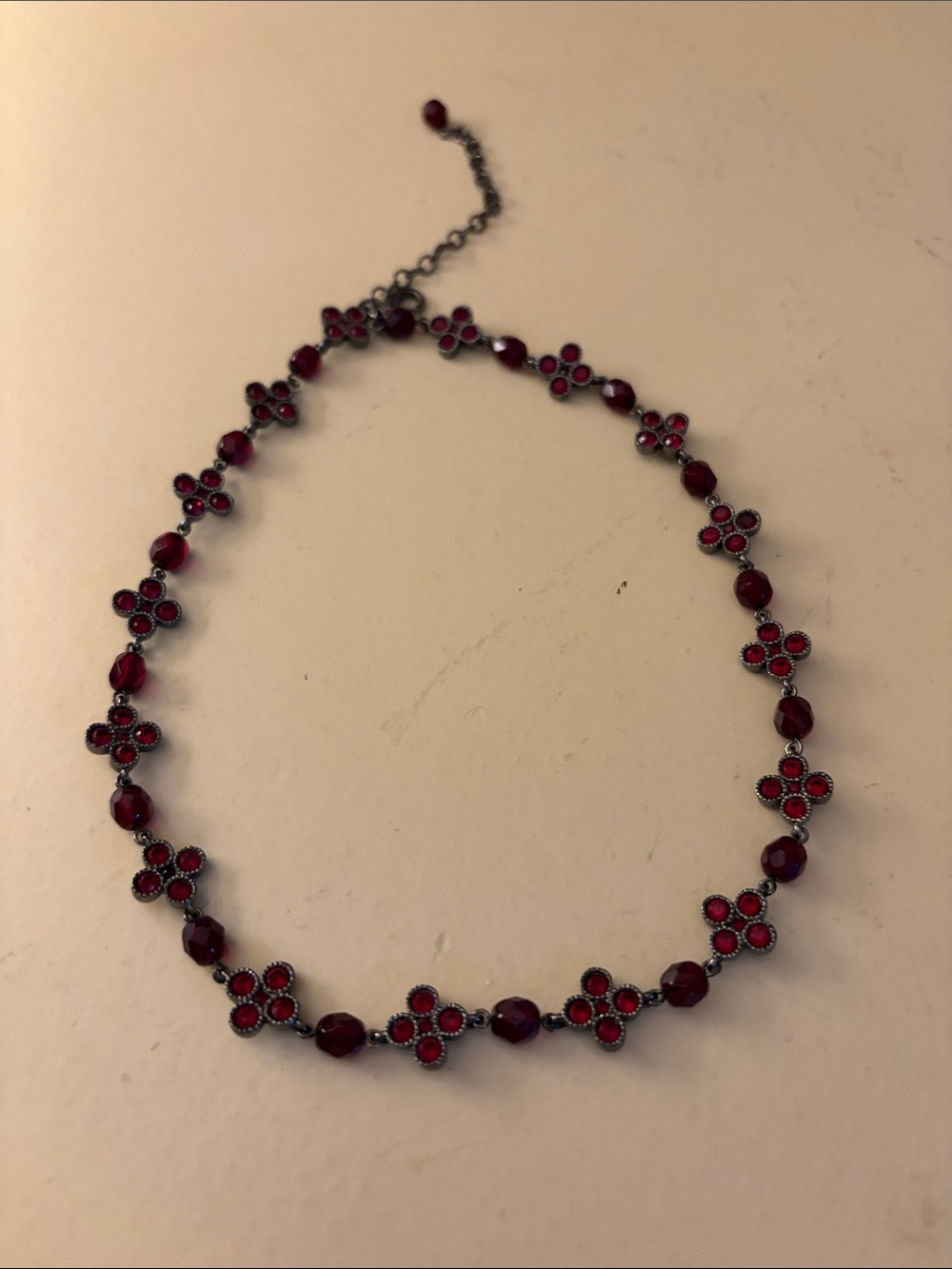 Red Floral Cluster Necklace - Women's Jewelry